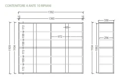 Scarpiera 4 ante battenti linea Combo in Bronzo e Rovere Mercure