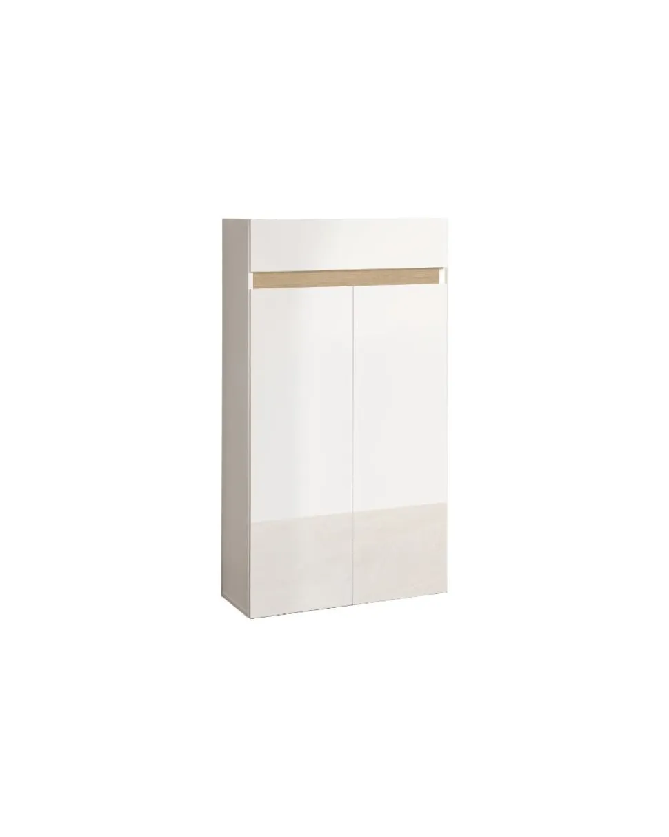 Scarpiera 2 ante e 1 cassetto Svuotatasche Linea Oasi in Bianco Lucido e Rovere