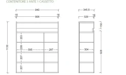 Scarpiera 3 ante e 1 cassetto Svuotatasche Linea Oasi in Bianco Lucido e Rovere