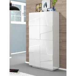 Scarpiera 4 ante linea Rombo finitura Bianco Lucido