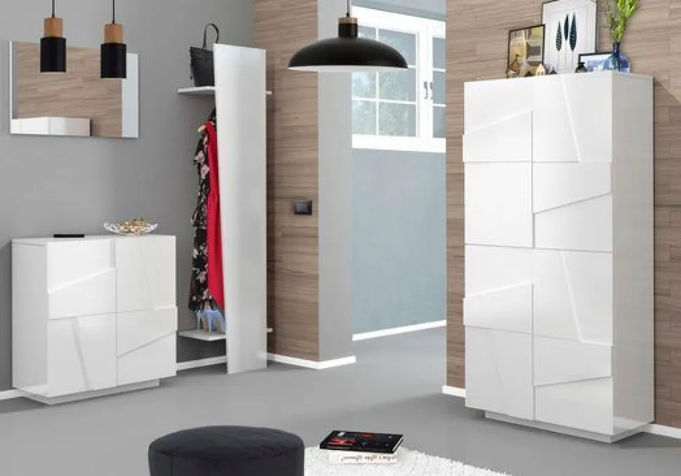 Scarpiera 4 ante linea Rombo finitura Bianco Lucido