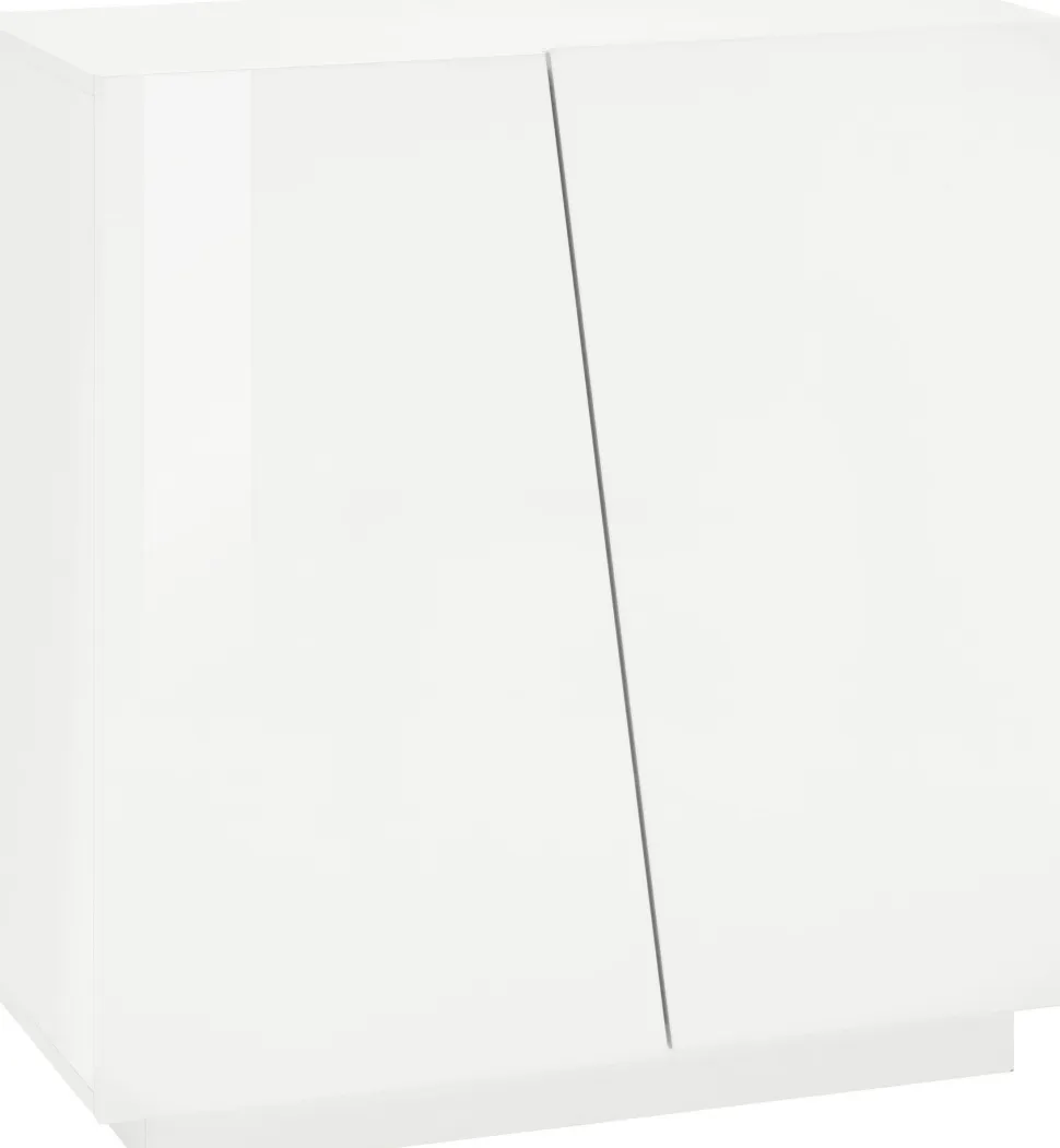 Scarpiera 2 ante linea Virgola finitura Bianco Lucido con fiore colorato
