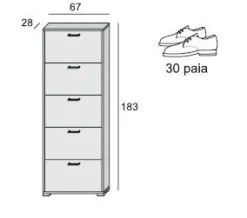 Scarpiera Care linea Ordinary 5 ante in finitura Olmo e Bianco frassino