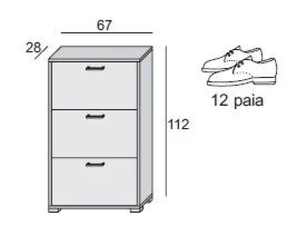 Scarpiera Cemi linea Ordinary 3 ante in finitura Bianco frassino con ante Cemento