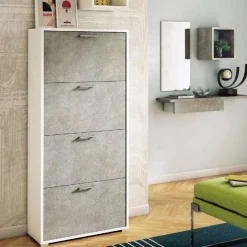 Scarpiera Cemi linea Ordinary 4 ante in finitura Bianco frassino con ante Cemento