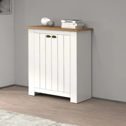 Scarpiera contemporanea 2 ante Silm Bianco Opaco e Rovere Wotan