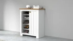 Scarpiera contemporanea 2 ante Silm Bianco Opaco e Rovere Wotan