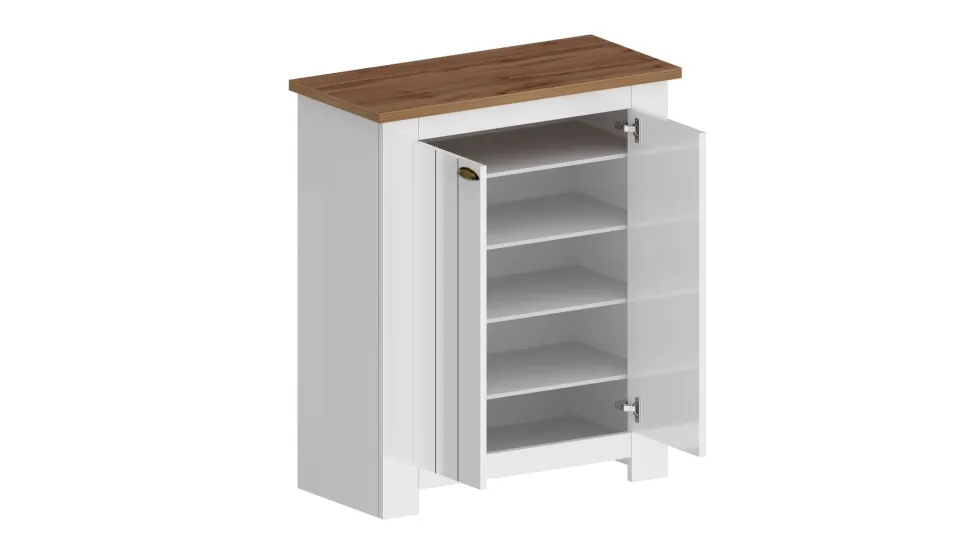 Scarpiera contemporanea 2 ante Silm Bianco Opaco e Rovere Wotan