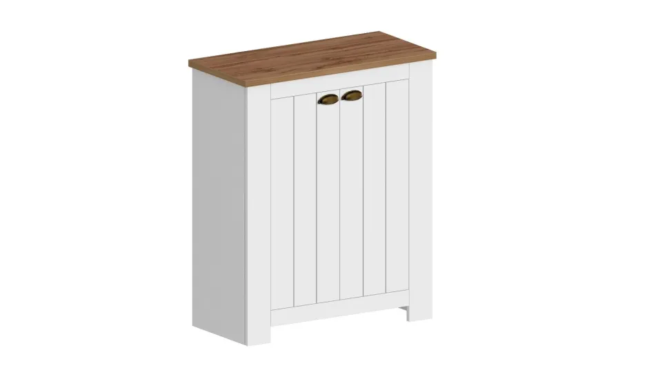 Scarpiera contemporanea 2 ante Silm Bianco Opaco e Rovere Wotan