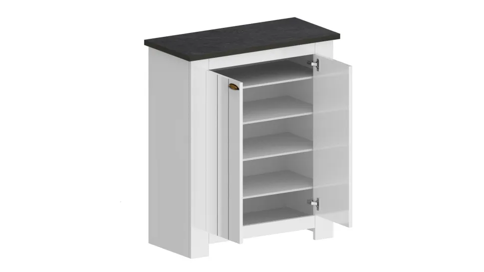 Scarpiera contemporanea 2 ante Silm Bianco Opaco e Ardesia