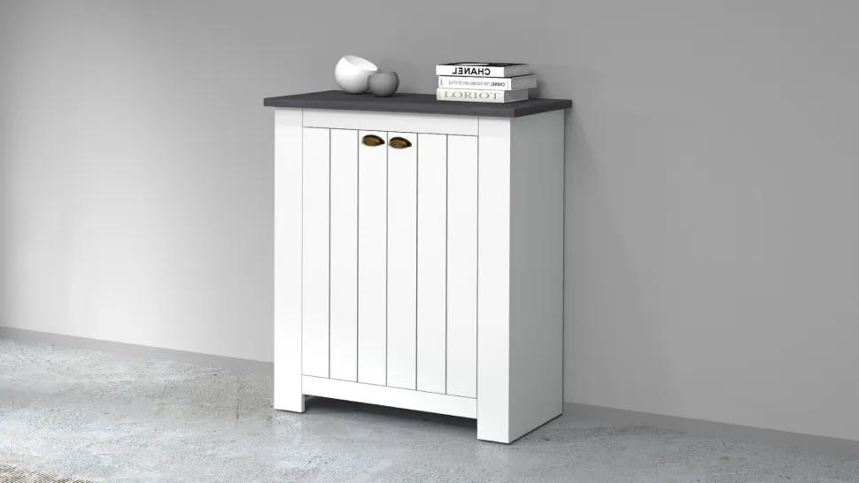Scarpiera contemporanea 2 ante Silm Bianco Opaco e Ardesia