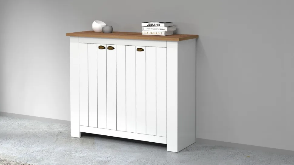 Scarpiera contemporanea 3 ante Silm Bianco Opaco e Rovere Wotan