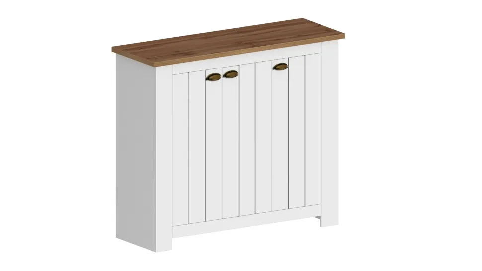 Scarpiera contemporanea 3 ante Silm Bianco Opaco e Rovere Wotan