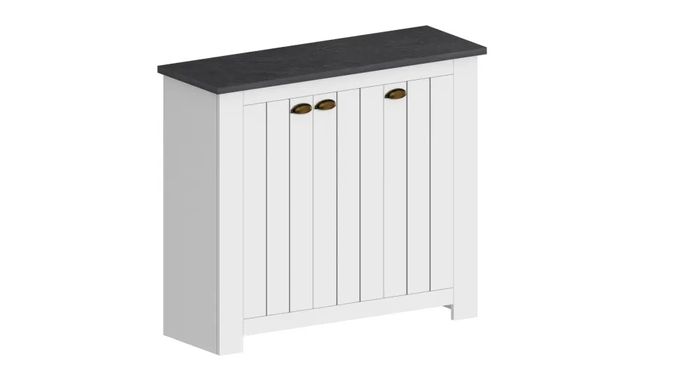 Scarpiera contemporanea 3 ante Silm Bianco Opaco e Ardesia