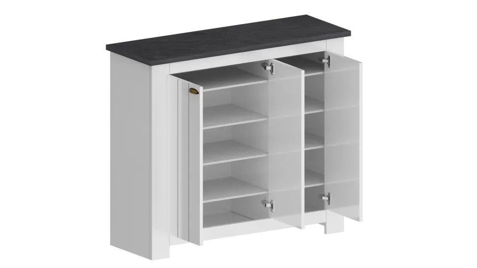 Scarpiera contemporanea 3 ante Silm Bianco Opaco e Ardesia