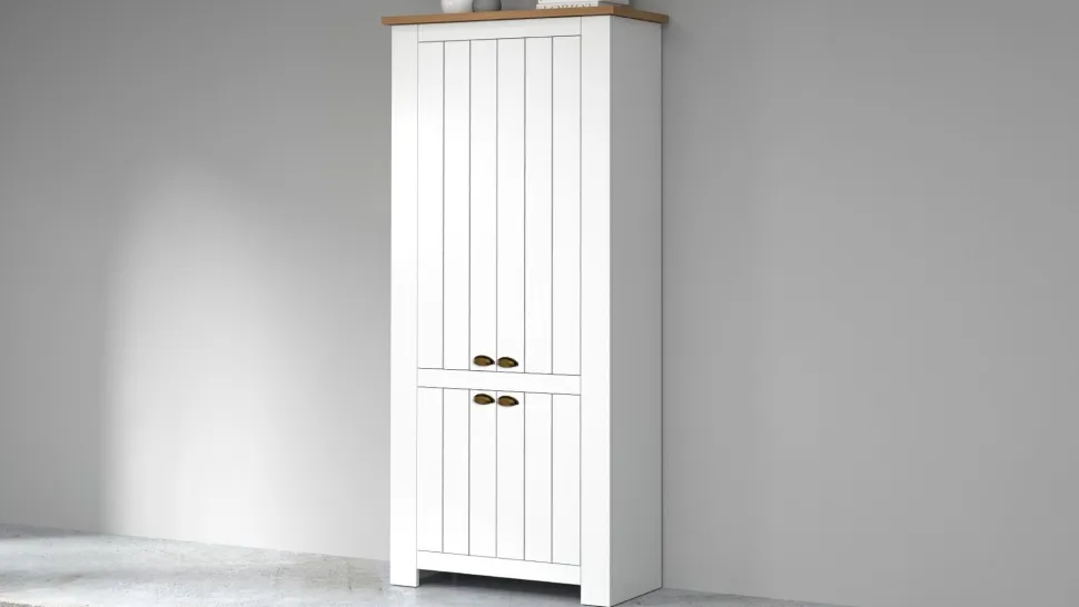 Scarpiera contemporanea 4 ante Silm Bianco Opaco e Rovere Wotan