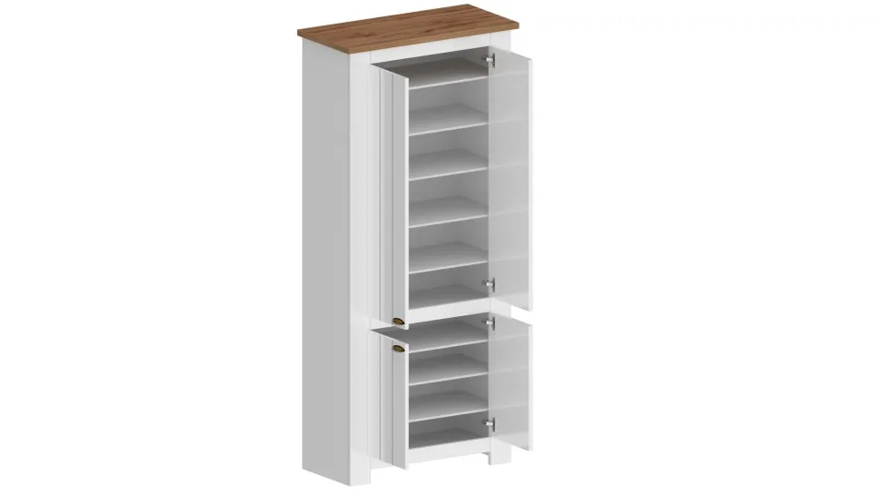 Scarpiera contemporanea 4 ante Silm Bianco Opaco e Rovere Wotan