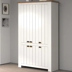 Scarpiera contemporanea 6 ante Silm Bianco Opaco e Rovere Wotan