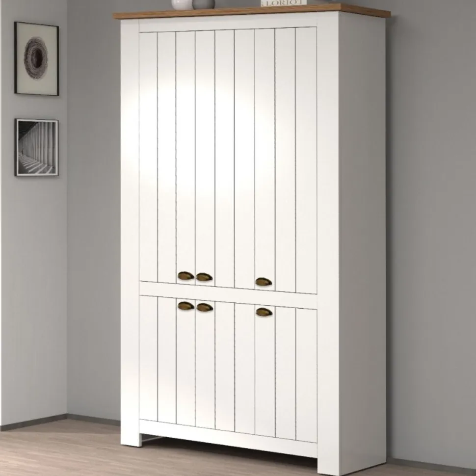 Scarpiera contemporanea 6 ante Silm Bianco Opaco e Rovere Wotan