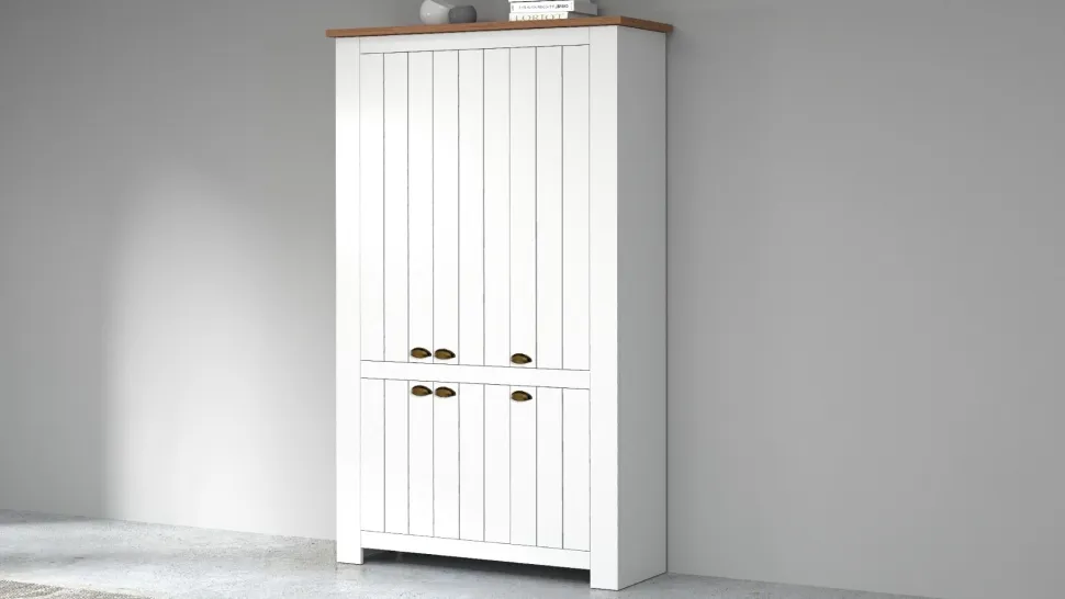 Scarpiera contemporanea 6 ante Silm Bianco Opaco e Rovere Wotan