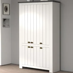 Scarpiera contemporanea 6 ante Silm Bianco Opaco e Ardesia
