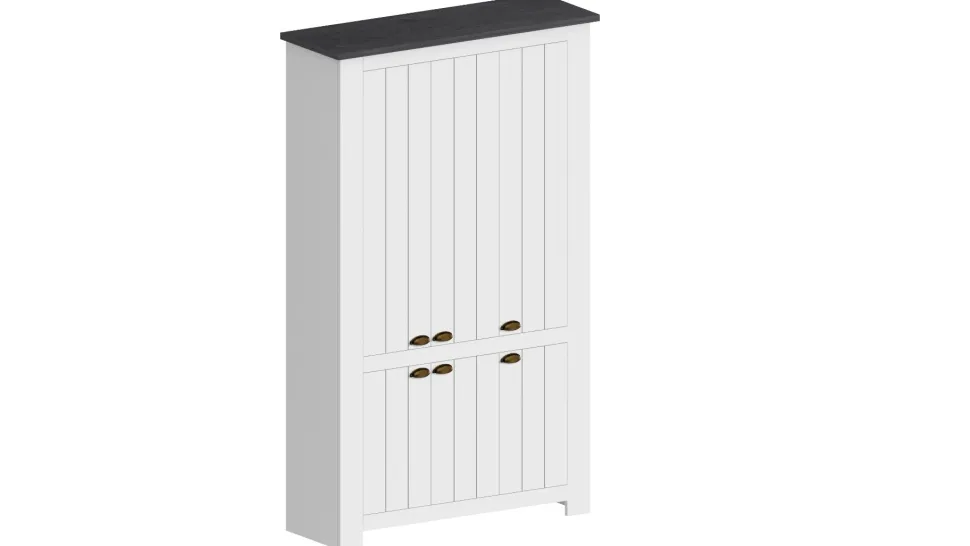 Scarpiera contemporanea 6 ante Silm Bianco Opaco e Ardesia