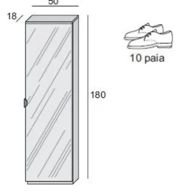 Scarpiera Fari 1 anta battente a specchio in finitura Bianco