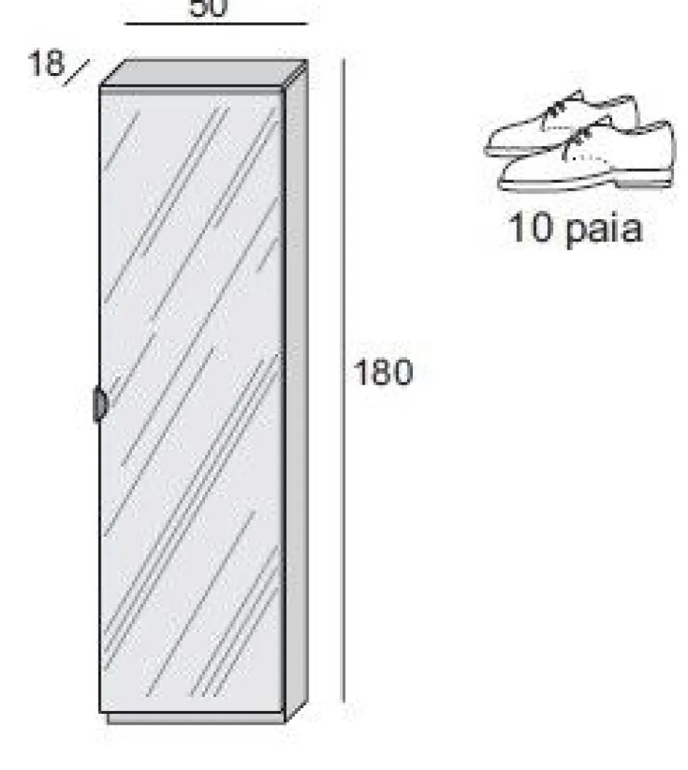 Scarpiera Fari 1 anta battente a specchio in finitura Bianco