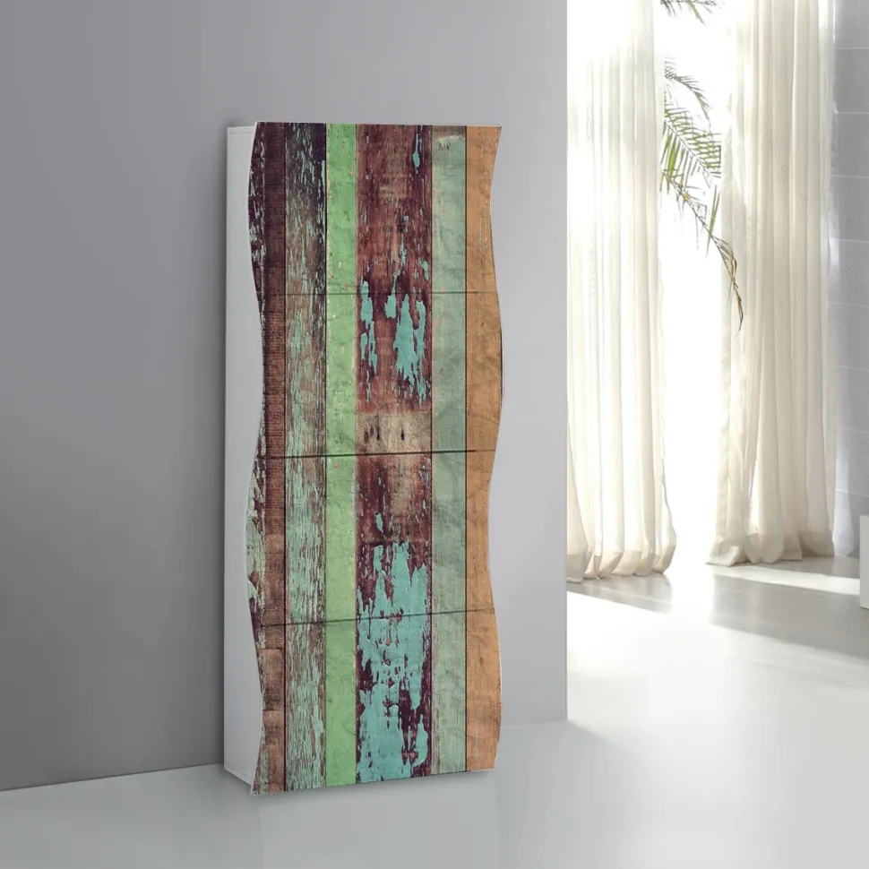 Scarpiera linea Mia 4 ante con serigrafia wood