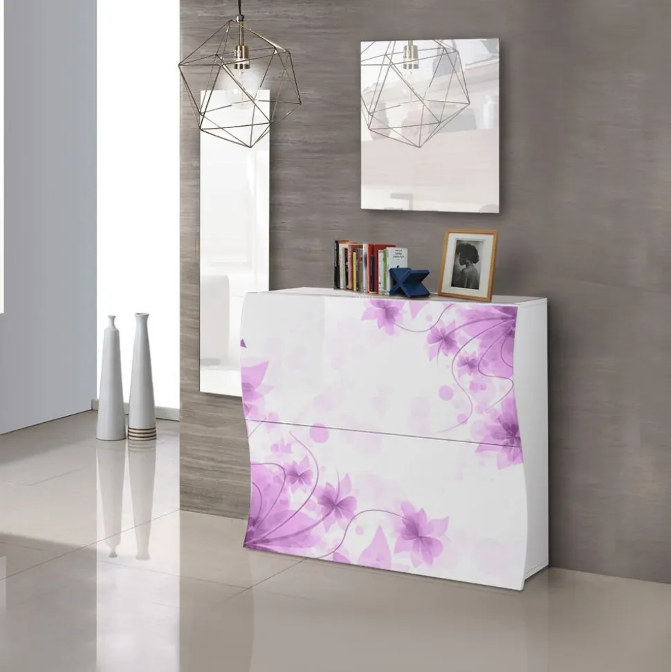 Scarpiera linea Mia 2 ante con serigrafia floreale viola