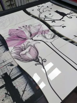 Scarpiera linea Mia 4 ante con serigrafia floreale viola