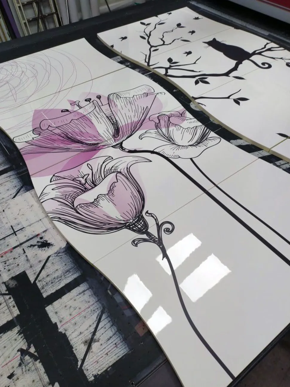 Scarpiera linea Mia 4 ante con serigrafia floreale viola
