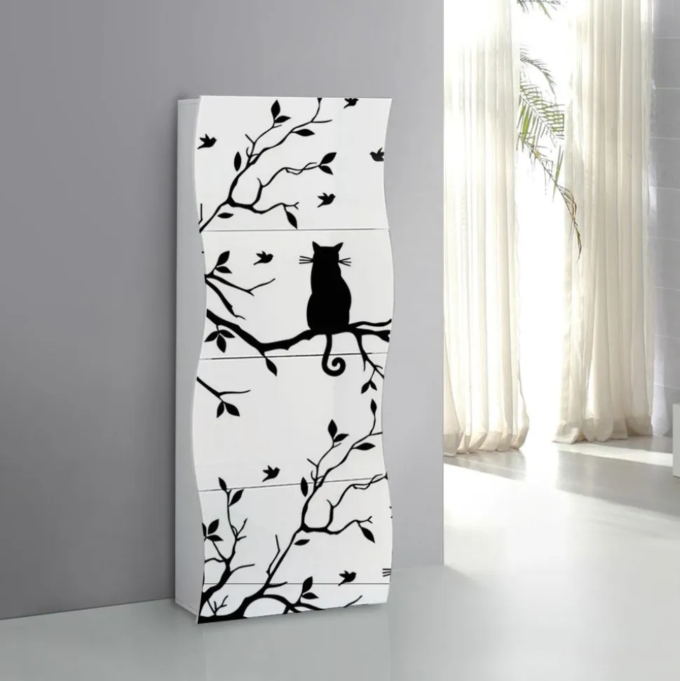Scarpiera linea Mia 4 ante con serigrafia gatto