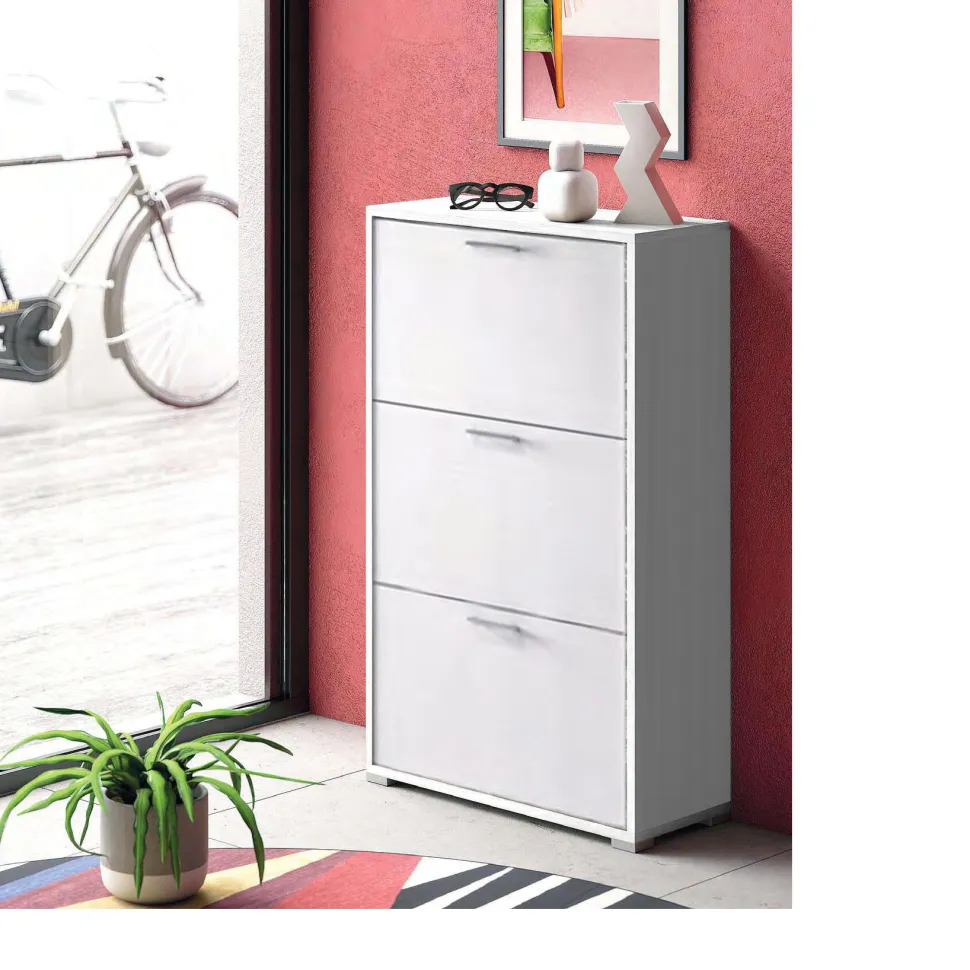 Scarpiera Lite linea Ordinary 3 ante in finitura Bianco frassino