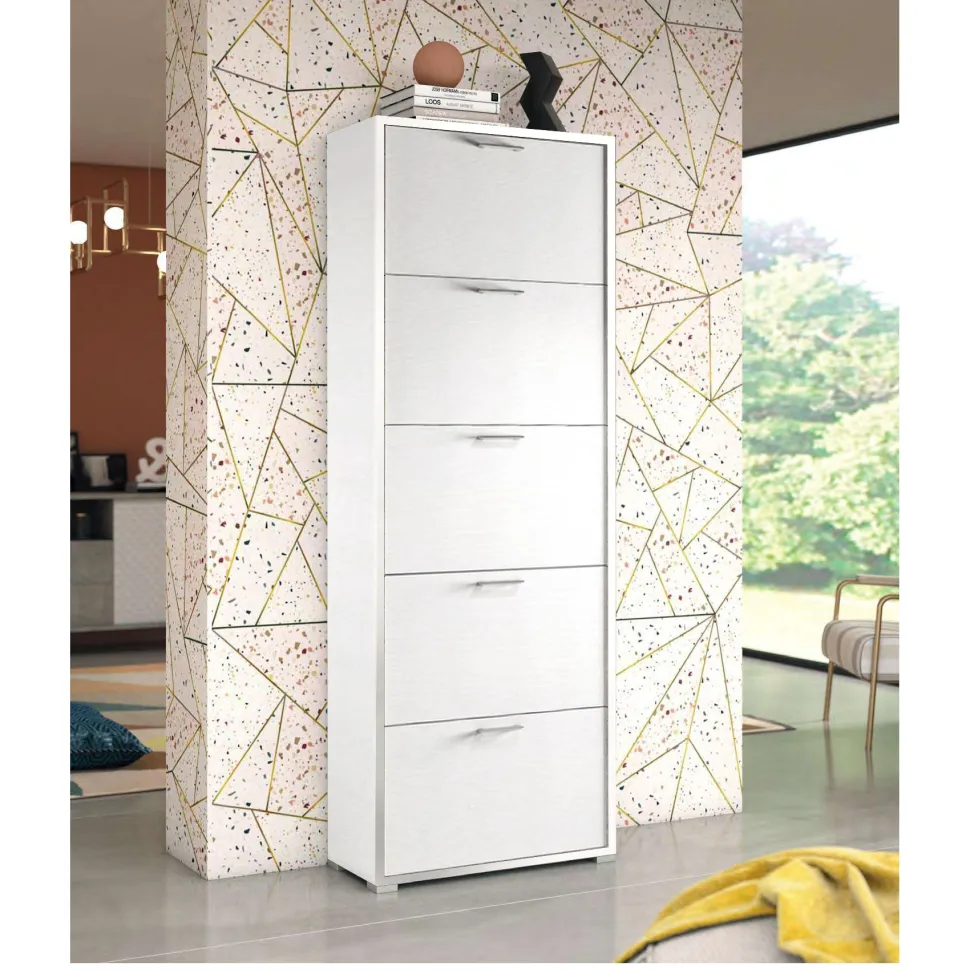 Scarpiera Lite linea Ordinary 5 ante in finitura Bianco frassino