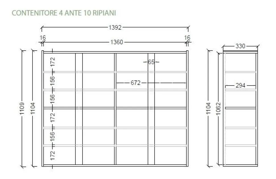 Scarpiera Moderna a 4 Ante Battenti Combo (Bianco Lucido e Rovere Cadiz)