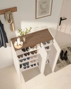 Scarpiera salvaspazio 3 ante H 116 cm Linea Oasi in Cashmere Opaco e Rovere Mercure