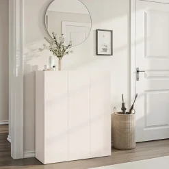 Scarpiera salvaspazio 3 ante H 116 cm Linea Oasi in Cashmere Opaco e Rovere Mercure
