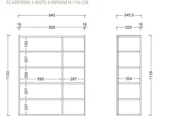 Scarpiera salvaspazio 3 ante H 116 cm Linea Oasi in Cashmere Opaco e Rovere Mercure