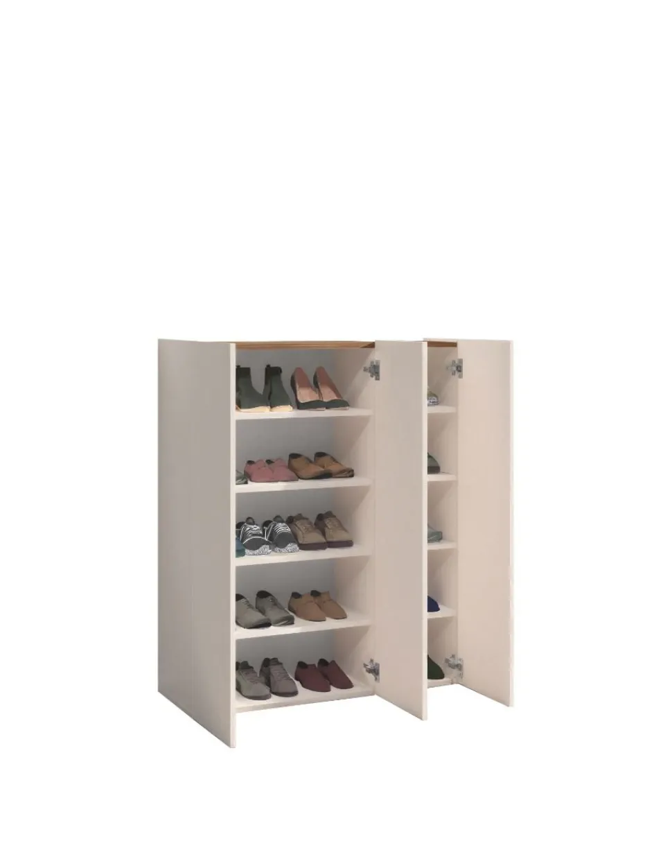 Scarpiera salvaspazio 3 ante H 116 cm Linea Oasi in Cashmere Opaco e Rovere Mercure