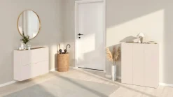 Scarpiera salvaspazio 3 ante H 116 cm Linea Oasi in Cashmere Opaco e Rovere Mercure