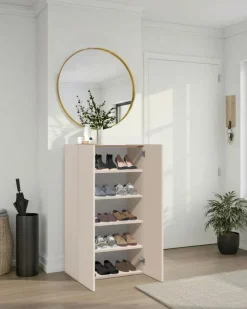 Scarpiera salvaspazio 2 ante H 116 cm Linea Oasi in Cashmere Opaco e Rovere Mercure