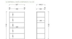 Scarpiera salvaspazio 2 ante H 116 cm Linea Oasi in Cashmere Opaco e Rovere Mercure
