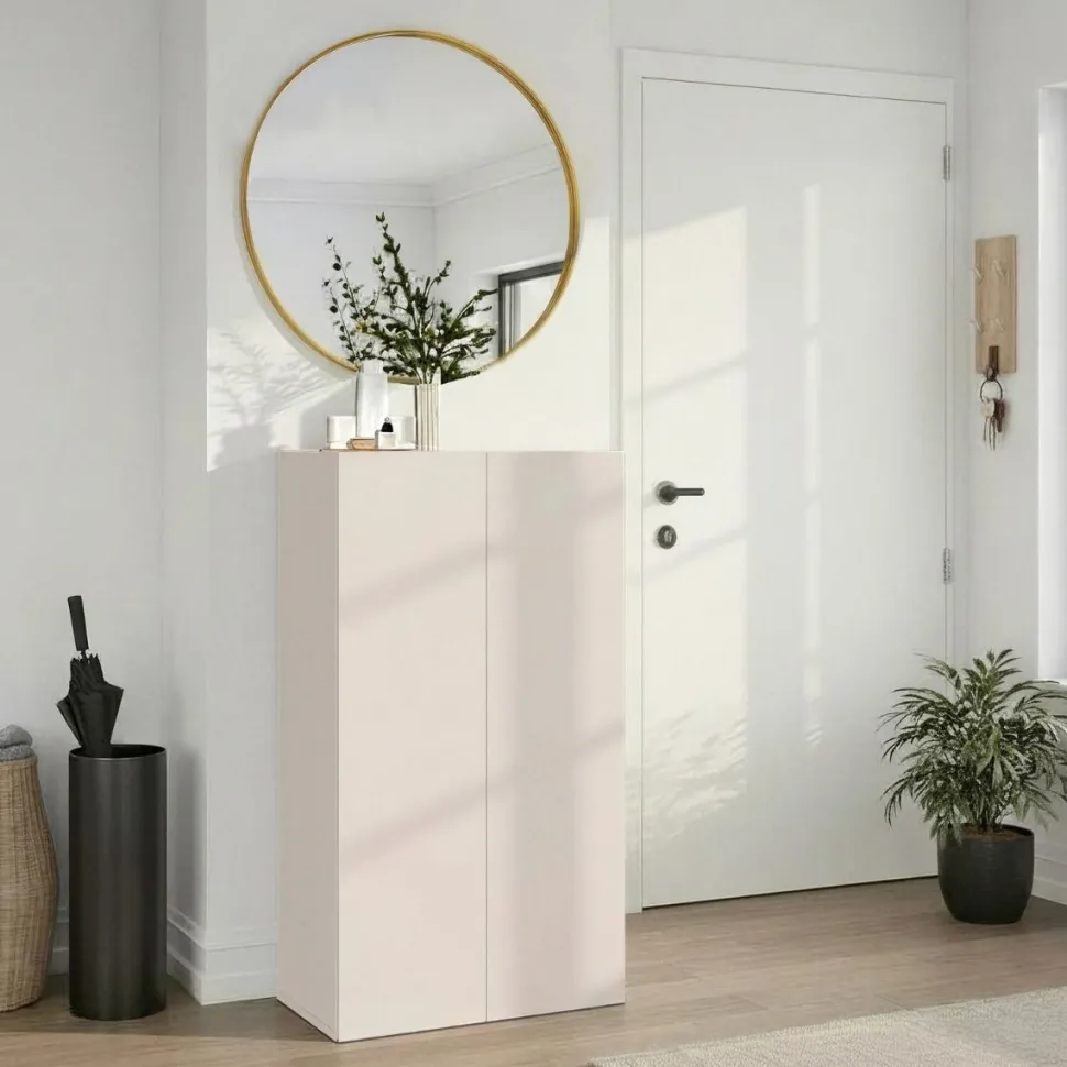 Scarpiera salvaspazio 2 ante H 116 cm Linea Oasi in Cashmere Opaco e Rovere Mercure