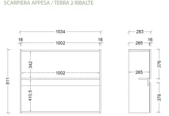 Scarpiera Sospesa 2 ante a ribalta Linea Oasi in Bianco Lucido e Rovere