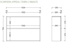 Scarpiera sospesa moderna 2 ante a ribalta Linea Oasi in Cashmere Opaco e Rovere Mercure