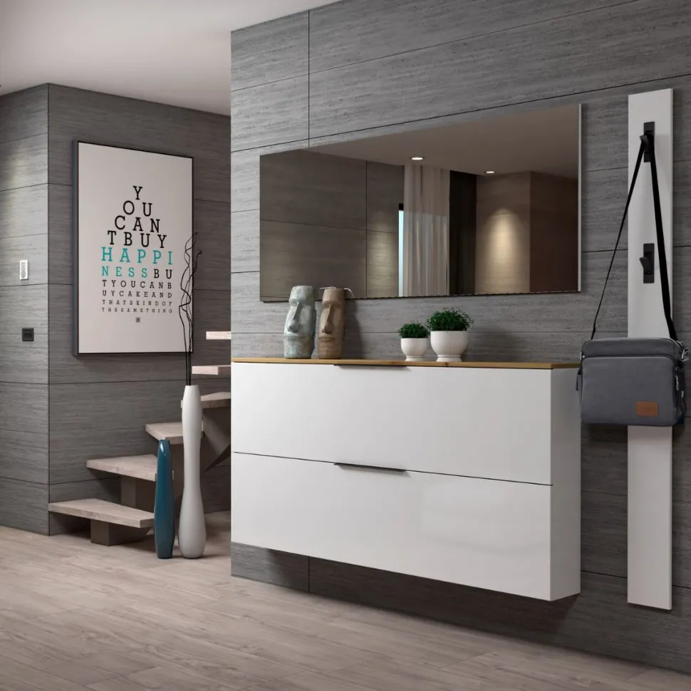 Scarpiera sospesa stretta 2 ante ribalta Slim disponibile in 2 colori