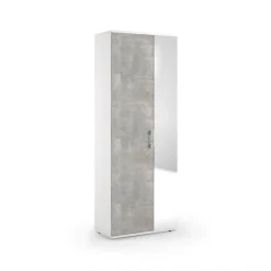 Scarpiera Vins linea Classic 2 ante battenti in Bianco frassino e cemento con specchio