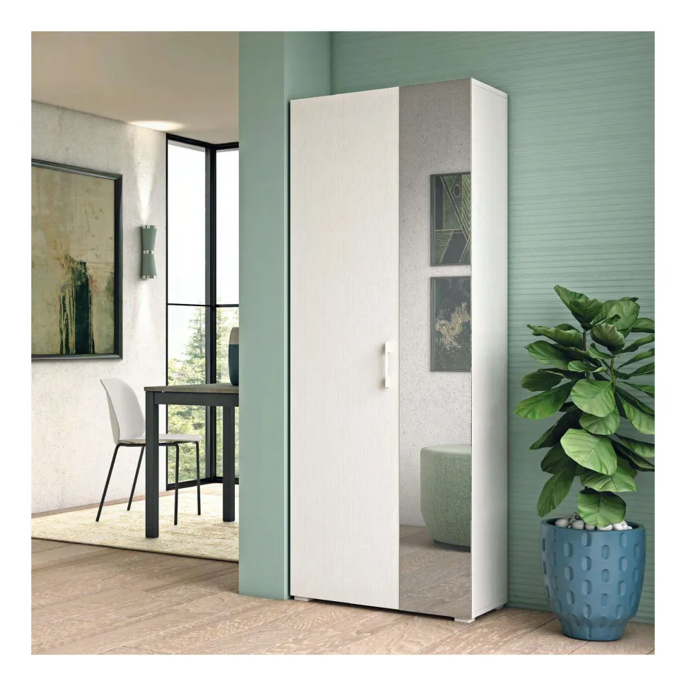 Scarpiera Vins linea Classic 2 ante battenti in Bianco frassino con specchio