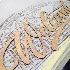 Scritta in legno chiaro, Welcome L 1,2m
